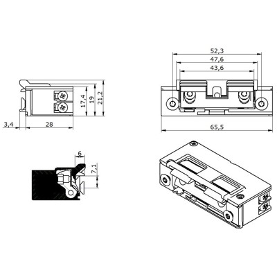 Produktbild von Openers & Closers - Elektro-Türöffner,mit Fallengleitdeckel 5U1X21 AC/DC, B 17,