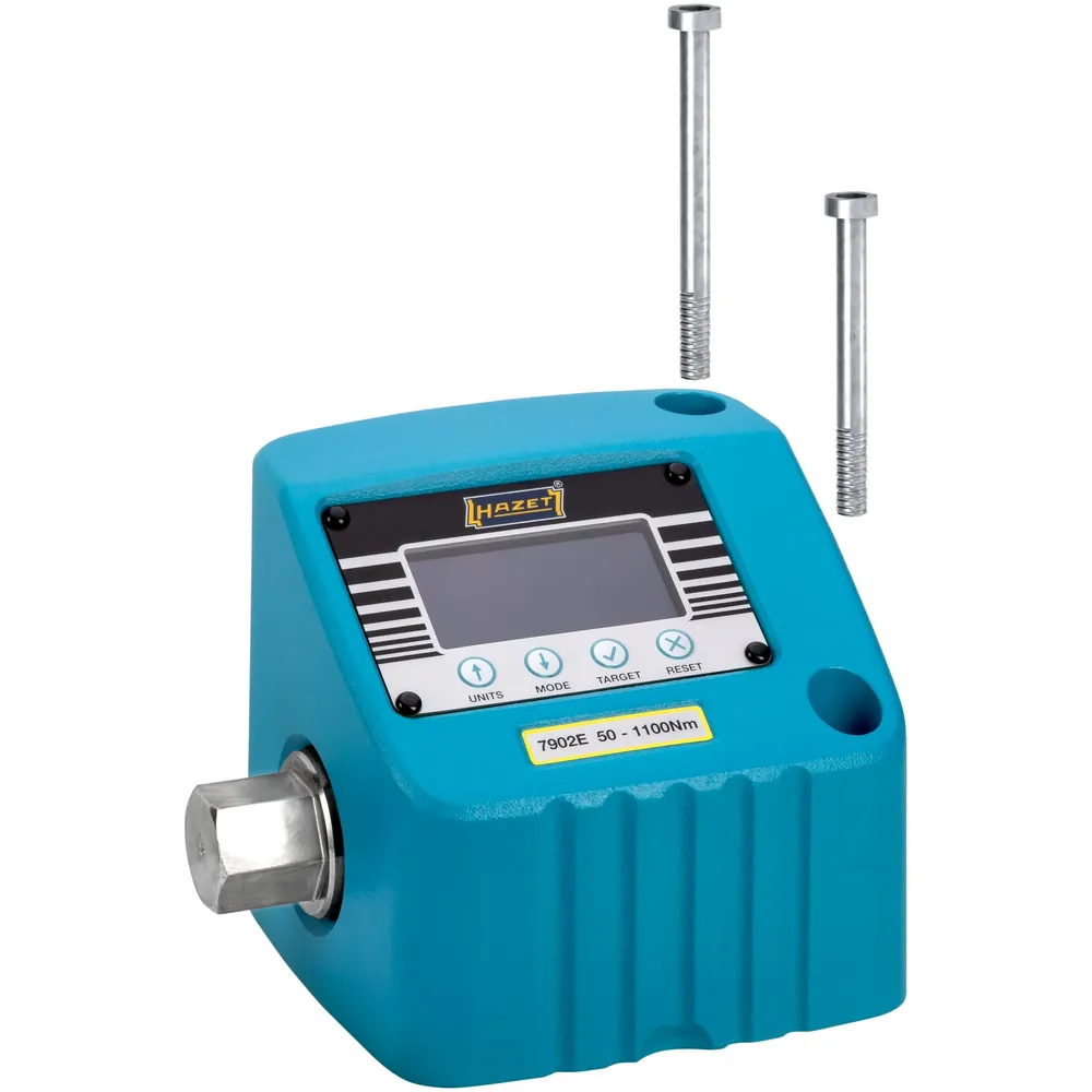 HAZET Drehmoment-Prüfgerät ∙ elektronisch ∙ 50 – 1100&nbsp;Nm 7902E ∙ Drehmomentbereich min-max: 50 – 1100 Nm ∙ 27 mm Außen-Sechskant ∙ L x B x H: 160 mm x 120 mm x 132,5 mm Produktbild img2 L
