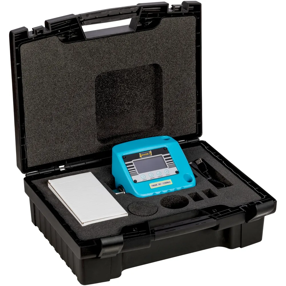 HAZET Drehmoment-Prüfgerät ∙ elektronisch ∙ 50 – 1100&nbsp;Nm 7902E ∙ Drehmomentbereich min-max: 50 – 1100 Nm ∙ 27 mm Außen-Sechskant ∙ L x B x H: 160 mm x 120 mm x 132,5 mm Produktbild img8 L