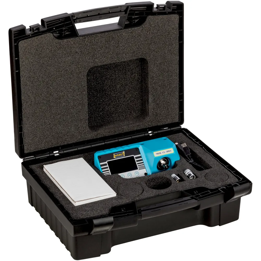 HAZET Drehmoment-Prüfgerät ∙ elektronisch ∙ 1,5 – 30&nbsp;Nm 7903E ∙ Drehmomentbereich min-max: 1.5 – 30 Nm ∙ 3/8 Zoll (10 mm) Sechskant massiv, 1/4 Zoll (6,3 mm) Vierkant hohl, 3/8 Zoll (10 mm) Vierkant hohl ∙ L x B x H: 175 mm x 64 mm x 72 mm Produktbild img10 L