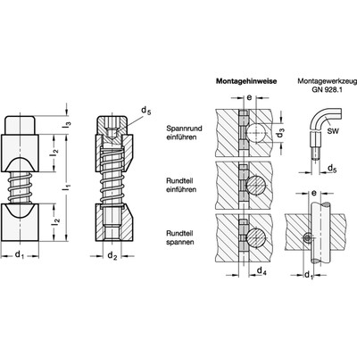 Produktbild von Ganter Norm® - Klemmelemente Stahl, "Spannrund" (928-25)