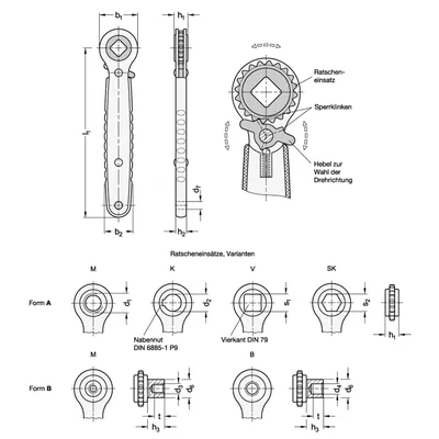 Produktbild von Ganter Norm® - Ratschenspanner, Edelstahl, mit Durchgangs- / Sackloch (318-178-
