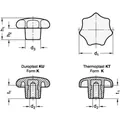 Produktbild von Ganter Norm® - Sterngriffe, Kunststoff, Buchse Edelstahl (6336-KT-63-M12-K-NI)