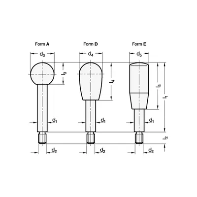 Produktbild von Ganter Norm® - Griffstangen, Edelstahl, Knopf Kunststoff (310-16-160-D-NI)
