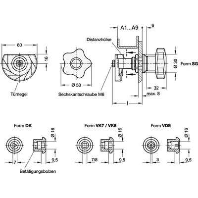Produktbild von Ganter Norm® - Türverriegelungen, Betätigung mit Bedienelement oder Steckschlüs