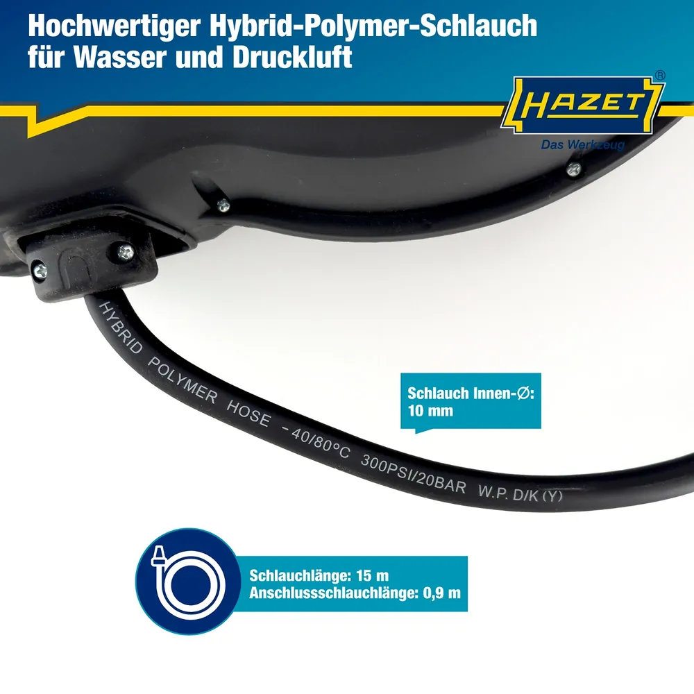 HAZET Schlauchaufroller ∙ 15 m ∙ 10 mm Innen-⌀ 9040N-10 ∙ 15 m Produktbild img5 L