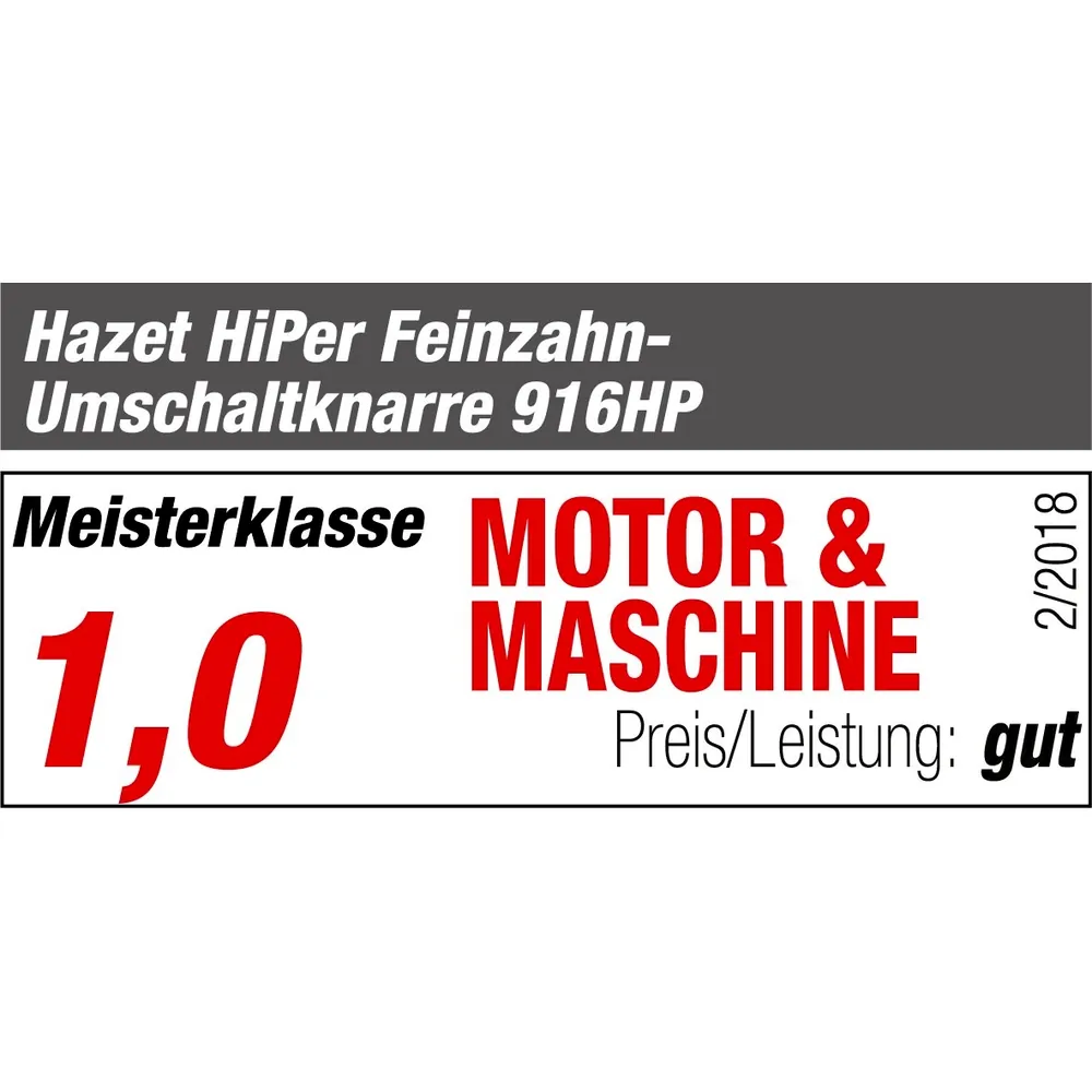 HAZET HiPer Feinzahn-Umschaltknarre 916HP ∙ 1/2 Zoll (12,5 mm) Vierkant massiv ∙ Länge: 275 mm Produktbild img8 L