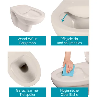 Produktbild von Calmwaters - Spülrandloses Wand-WC in Pergamon, Tiefspüler mit waagerechtem Abg