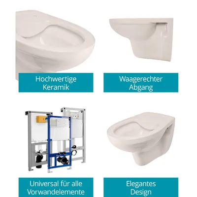 Produktbild von Calmwaters - Spülrandloses Wand-WC in Pergamon, Tiefspüler mit waagerechtem Abg