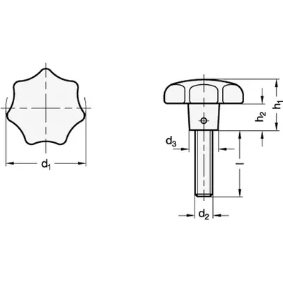 Produktbild von Ganter Norm® - Sterngriffschrauben, Edelstahl (6336.5-ES-63-M12-30)