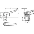 Produktbild von Ganter Norm® - Verstellbare Klemmhebel, Zink-Druckguss, Einsatz Stahl brüniert,
