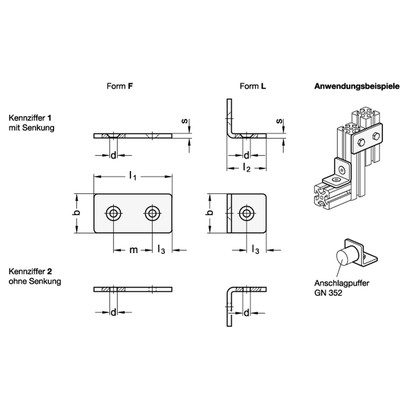 Produktbild von Ganter Norm® - Winkel, Laschen (967-20-20-L-1-SW)