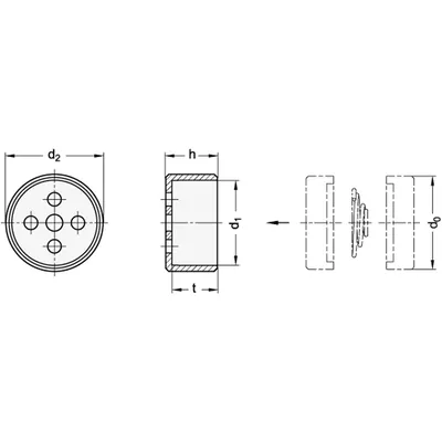 Produktbild von Ganter Norm® - Führungstöpfe, Edelstahl, für Rastscheiben GN 187.4 (187.1-32-NI