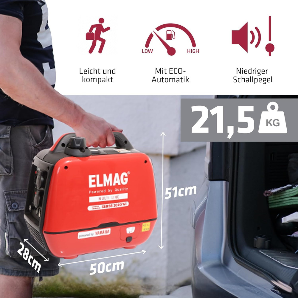 ELMAG Inverter-Stromerzeuger SEBSS 2000Wi mit YAMAHA-Motor MZ80 (super-schallgedämmt) Produktbild img4 L