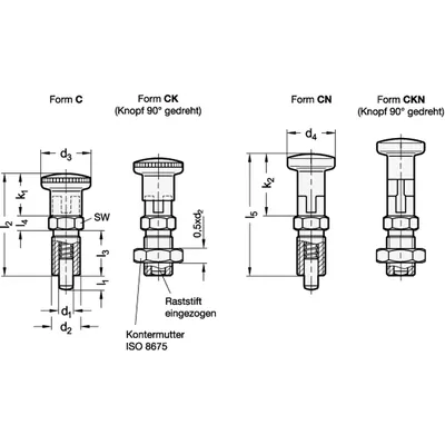 Produktbild von Ganter Norm® - Edelstahl-Rastbolzen, Werkstoff Nr. 1.4401 (A4), mit Rastsperre 
