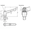 Produktbild von Ganter Norm® - Verstellbare Klemmhebel, Zink-Druckguss, Einsatz Edelstahl, mit