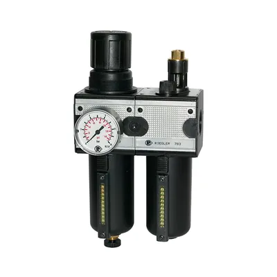 Produktbild von RIEGLER - Wartungseinheit 2-tlg. »multifix« mit Metallbehälter, BG 3, G 1/2 (CL