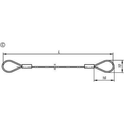 Produktbild von KIPP - HALTESEIL FORM:C MIT ÖSE L=200, EDELSTAHL, KOMP:ALUMINIUM