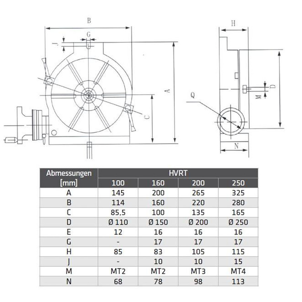 ELMAG Rundtisch horizontal/vertikal Modell HVRT 160, inkl. Planscheibe Produktbild img2 L