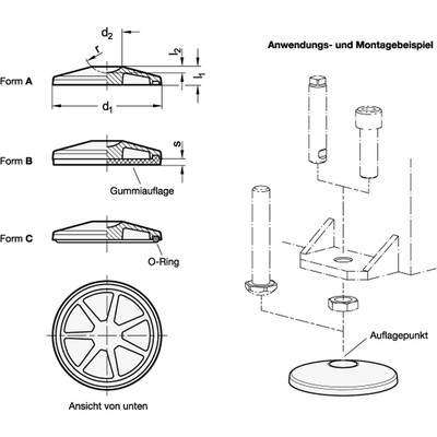 Produktbild von Ganter Norm® - Fußplatten, ohne zentrale Befestigungsbohrung (36.1-100-R20-A)