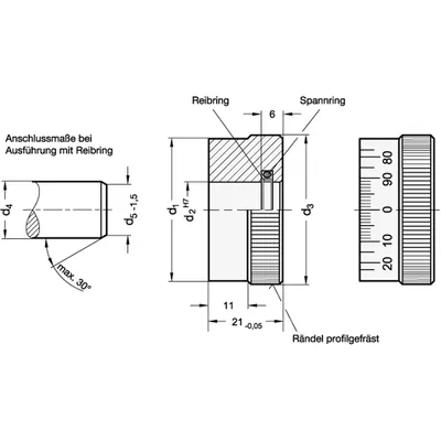 Produktbild von Ganter Norm® - Skalenringe mattverchromt, Stahl (164-40-R14-MCRS)