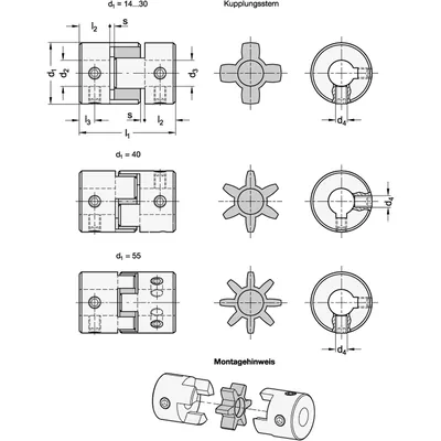 Produktbild von Ganter Norm® - Elastomer-Klauenkupplungen mit Gewindestift (2241-40-K12-12-AL-R