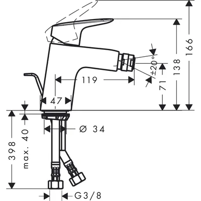 Produktbild von hansgrohe - Bidet-Einhebelmischer Logis 70