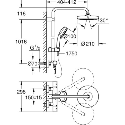 Produktbild von GROHE - Duschsystem Tempesta Cosmopolitan 210