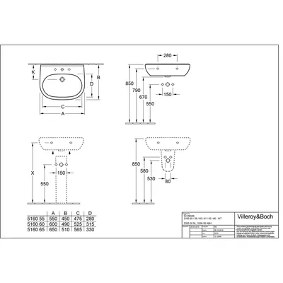 Produktbild von Villeroy & Boch - Waschbecken O.novo 516065 650x510mm