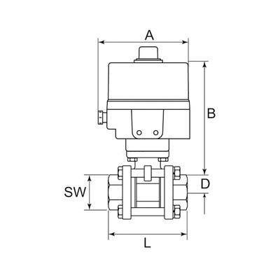 Produktbild von RIEGLER - 2-Wege-Edelstahlkugelhahn, elekt. Stellantrieb, 24 V DC, Rp 1 1/2 (35