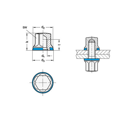 Produktbild von Ganter Norm® - Muttern, Edelstahl, Hygienic Design (1580-M12-PL-E)