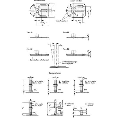 Produktbild von Ganter Norm® - Stellfüße, Edelstahl, mit Befestigungslasche, Rechteckform (43-8