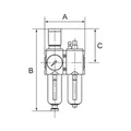 Produktbild von RIEGLER - Wartungseinheit 2-tlg. »FUTURA«, PC, BG 4, G 1, 0,5 - 8 bar, VA (FU 6