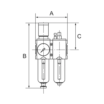 Produktbild von RIEGLER - Wartungseinheit 2-tlg. »FUTURA«, PC, BG 4, G 1, 0,5 - 8 bar, VA (FU 6