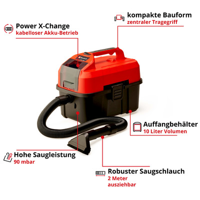 Produktbild von Einhell - Akku-Nass-Trockensauger TE-VC 18/10 Li-Solo