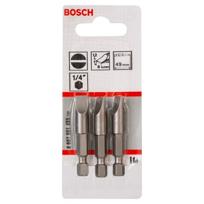 Produktbild von Bosch - Schrauberbit Extra-Hart, S 1,2 x 8,0, 49mm, 3er-Pack (2607001485)
