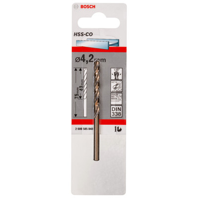 Produktbild von Bosch - Metallbohrer DIN 338 HSS-Co ø4,2 x 43 x 75mm (2608585848)