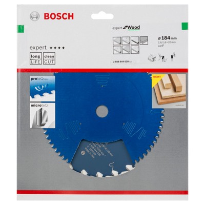 Produktbild von Bosch - Kreissägeblatt Expert for Wood ø184 x 20 x 2,6mm, 24 Zähne (2608644038)