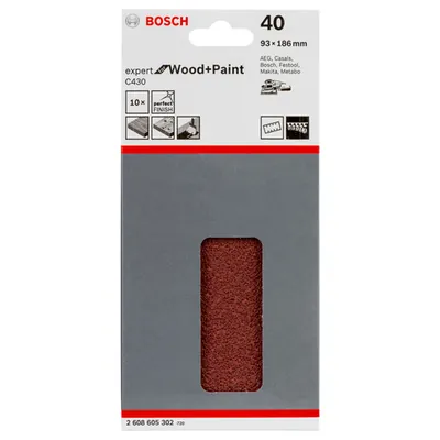 Produktbild von Bosch - Schleifblatt C430, 93 x 186 mm, 40, 8 Löcher, 10er-Pack