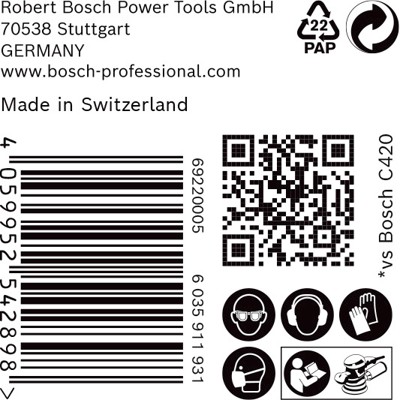 Produktbild von Bosch - EXPERT C470 Schleifpap. o. Löcher f. Winkelschl. u. Bohr., 125&nbsp;mm, G 40