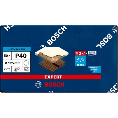 Produktbild von Bosch - EXPERT C470 Schleifpap. o. Löcher f. Winkelschl. u. Bohr., 125&nbsp;mm, G 40