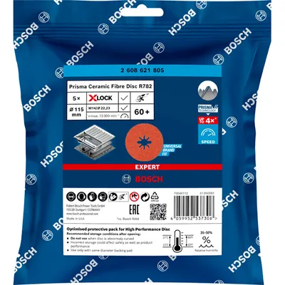 Produktbild von Bosch - EXPERT R782 Prisma Ceramic Fiberscheibe, X-LOCK, 115&nbsp;mm, 22,23&nbsp;mm, K 60