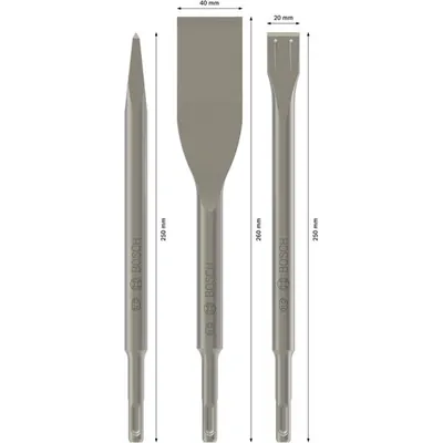 Produktbild von Bosch - PRO SDS plus-5C Meißel-Set, Spitzmeißel 250, Fliesenmeißel, Spatmeißel,