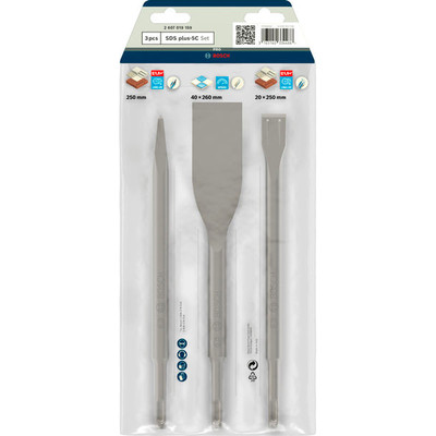 Produktbild von Bosch - Meißel-Set SDS-plus, 3-teilig, 250, 250, 260 x 20, 40mm (2607019159)
