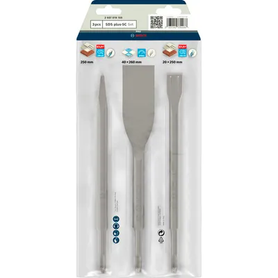 Produktbild von Bosch - PRO SDS plus-5C Meißel-Set, Spitzmeißel 250, Fliesenmeißel, Spatmeißel,
