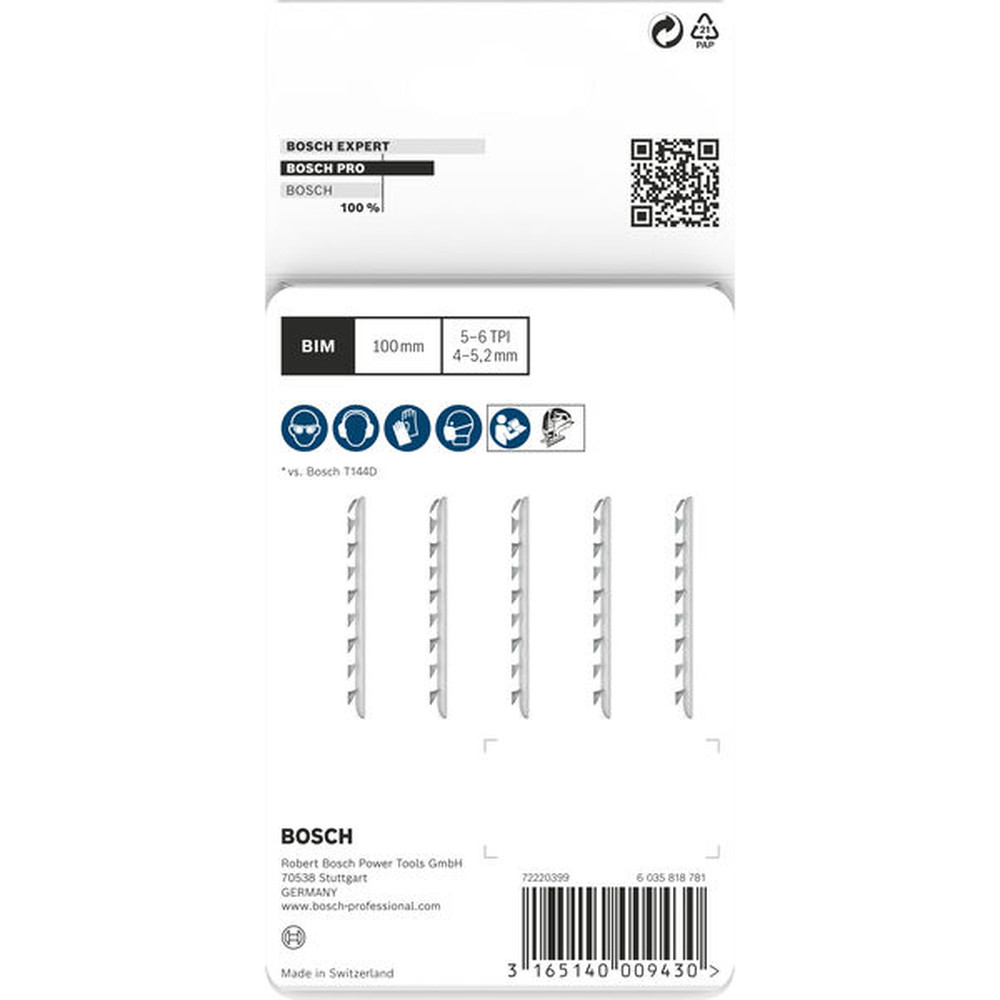 Bosch PRO Hardwood fast T144DF Stichsägeblatt, 100&nbsp;mm, 5-tlg. Produktbild img4 L