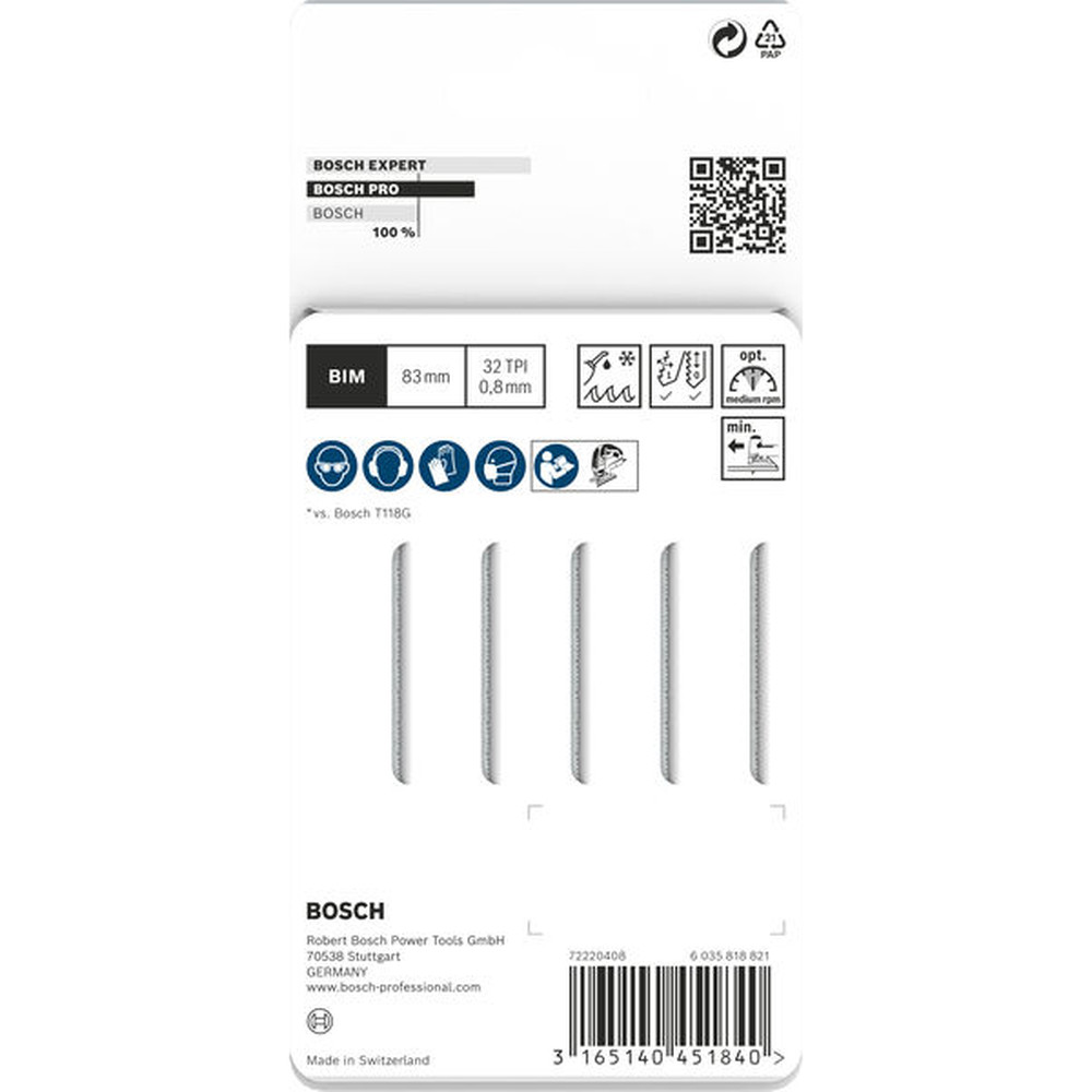 Bosch PRO Stainless Steel T118GFS Stichsägeblatt, 83&nbsp;mm, 5-tlg. Produktbild img4 L