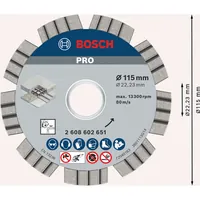 Produktbild von Bosch - PRO Concrete Diamanttrennscheibe, 115 x 22,23 mm