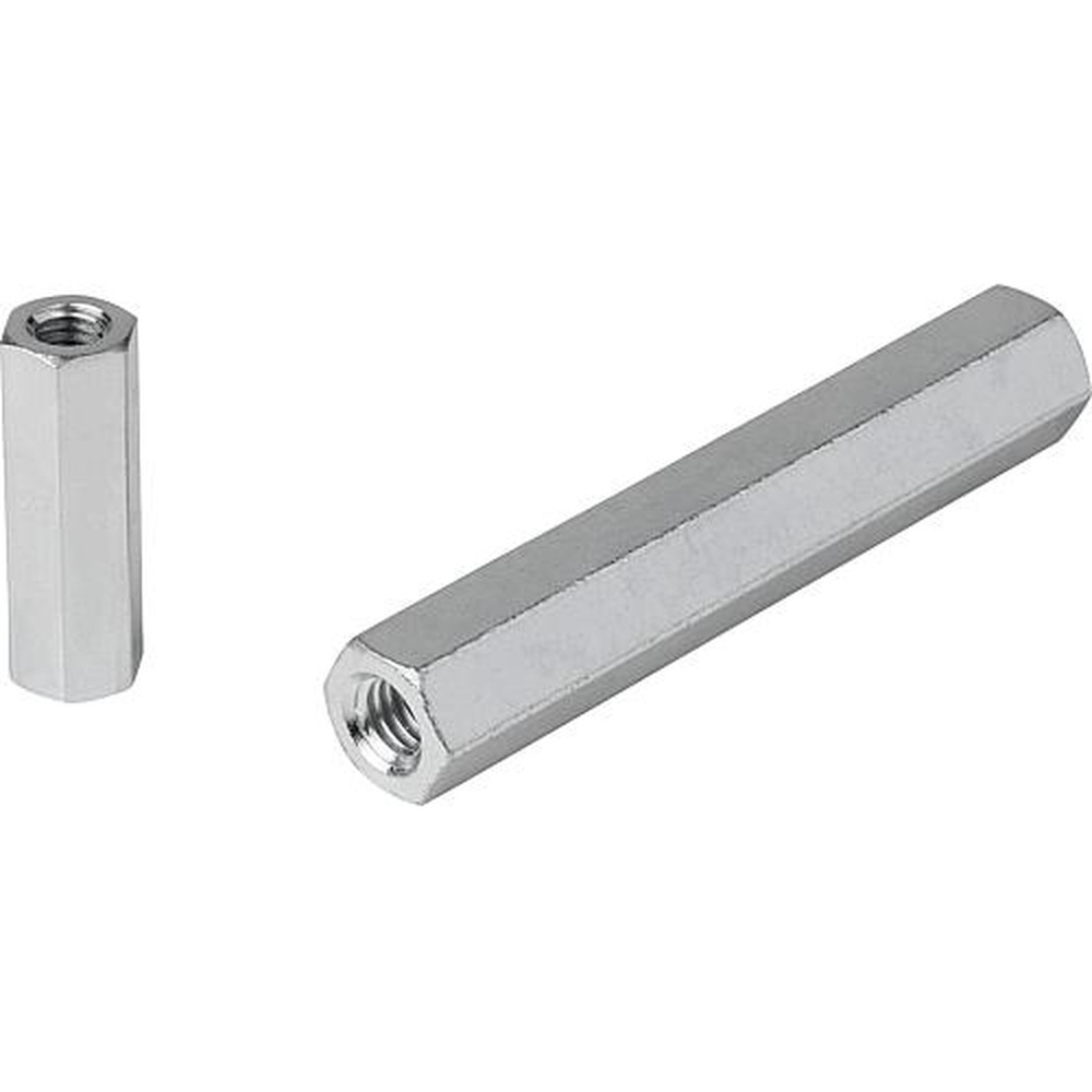 KIPP VERLÄNGERUNGSSTÜCK FORM:B, 2 INNENGEWINDE M05, L=25, SW=8, AUTOM.STAHL VERZINKT UND PASSIVIERT Produktbild img1 L