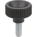 KIPP RÄNDELSCHRAUBE D=M06X15, D1=25, H=17, THERMOPLAST SCHWARZGRAU RAL7021, KOMP:AUTOM.STAHL BP BLAU-PASSIVIERT Produktbild img1 S